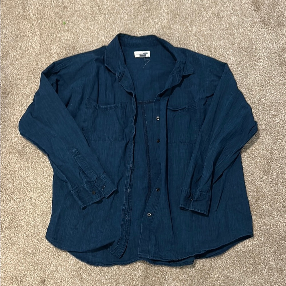 Old Navy Women's Blue Button-Up Top